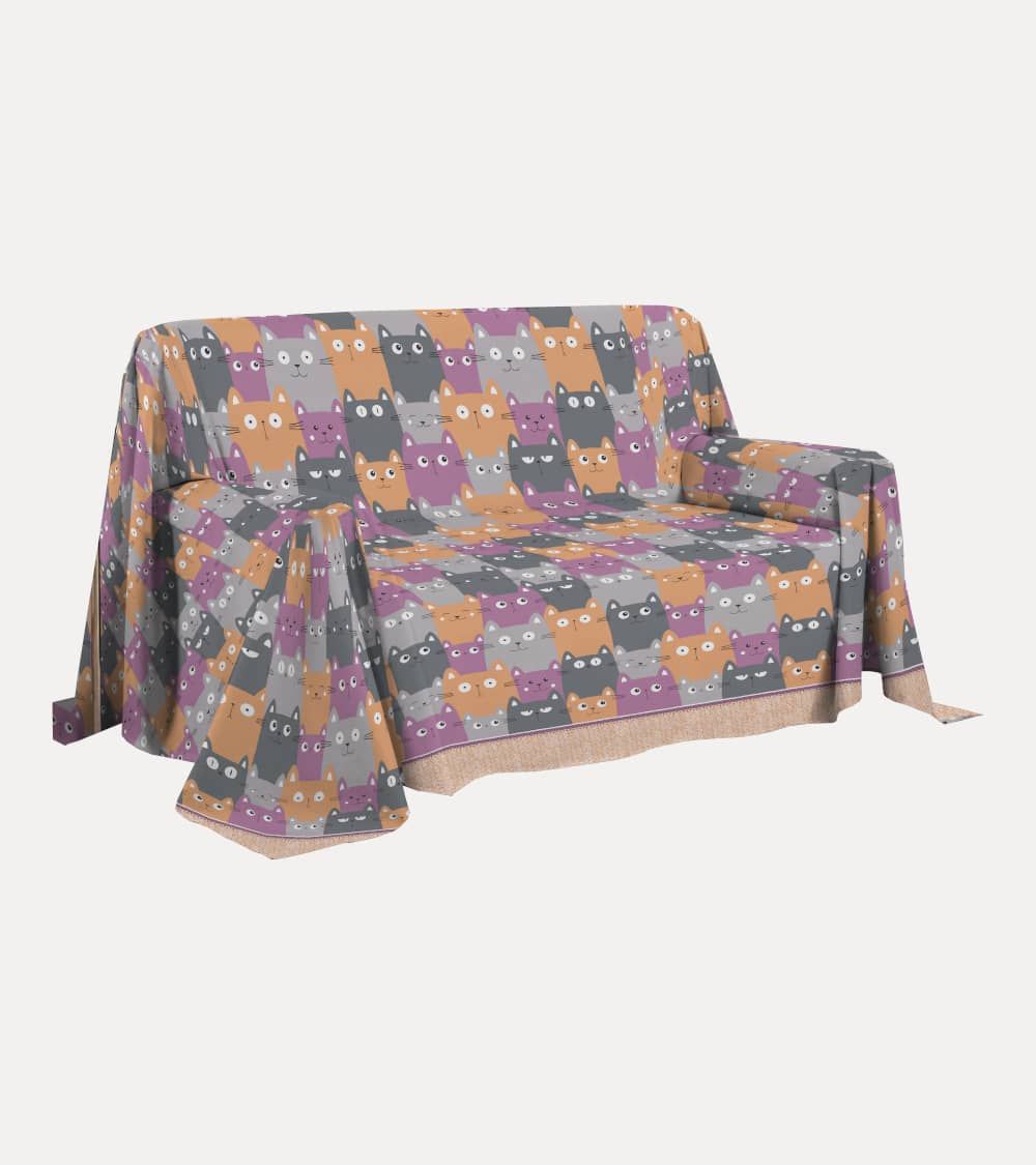 TELO ARREDO GRANFOULARD CATS SAVO Misura Singolo Colore Arancio